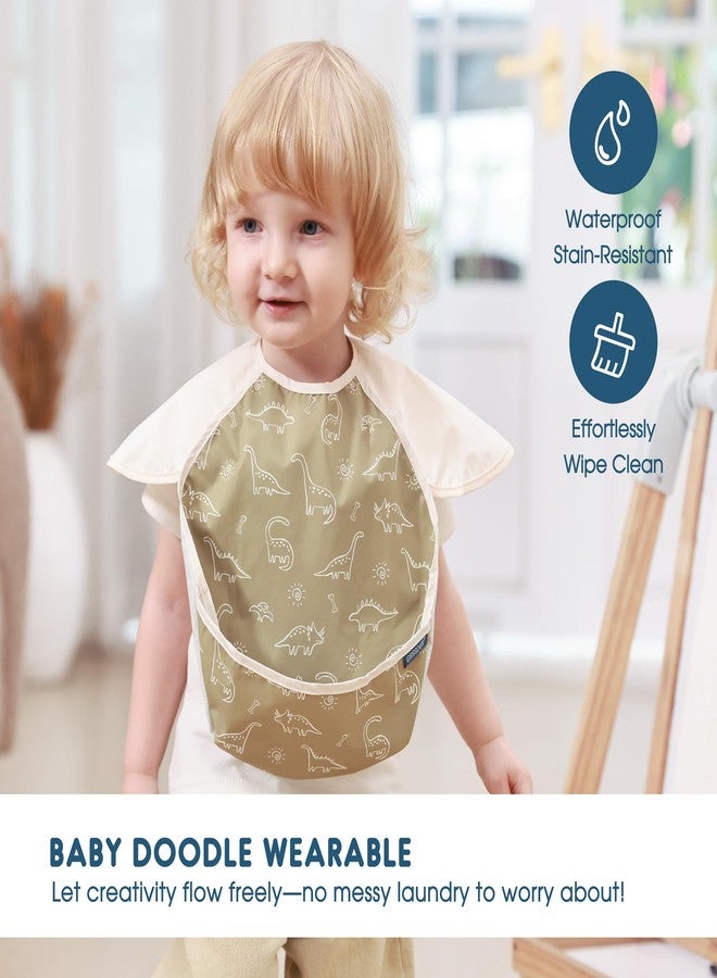 GRSSDER 3-pack Mess Proof Baby Feeding Bibs with Food Catcher Pocket, Soft Lightweight Waterproof Fabric Material with Zero Plastic-like Feel, Adjustable and Easy Clean Toddler Bibs for 6-36 Months - Image 3