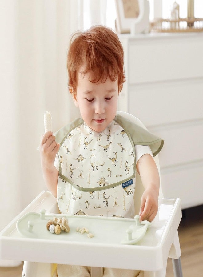 GRSSDER 3-pack Mess Proof Baby Feeding Bibs with Food Catcher Pocket, Soft Lightweight Waterproof Fabric Material with Zero Plastic-like Feel, Adjustable and Easy Clean Toddler Bibs for 6-36 Months - Image 5