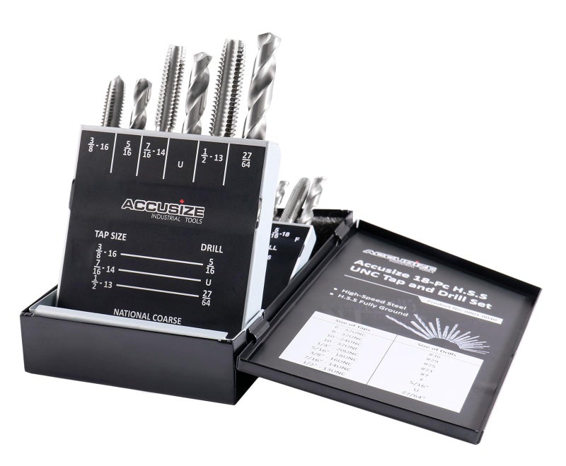 Accusize Industrial Tools U.N.C. 18 Pc H.S.S. Tap and Drill Set, 0001-0040 - Image 5