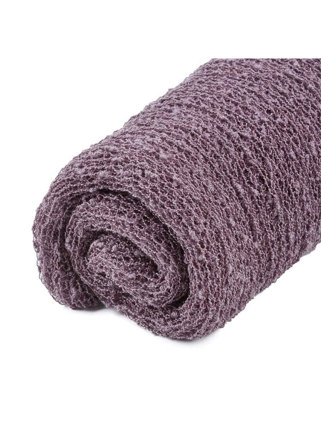 3Pcs Set Newborn Photography Props Baby Girl Boy Toddler Photo Blankets Swaddle Wrap DIY Stretch Knit Wrap Headband Ripple Wrap Photo Prop Clothing Accessories (Purple) - Image 3