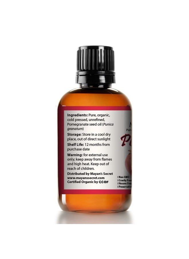 Mayan's Secret Mayan's Secret USDA Certified Organic Pomegranate Seed Oil for Skin Repair -Large 4oz Glass Bottle Cold Pressed and Pure Rejuvenating Oil for Skin, Hair and Nails  - Image 2