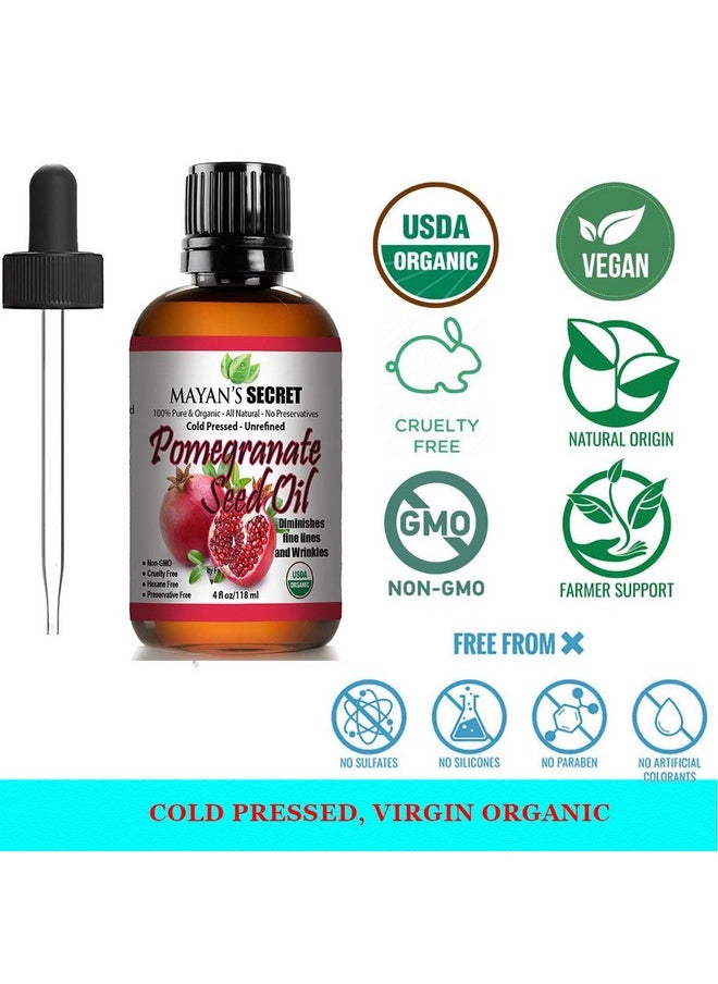 Mayan's Secret Mayan's Secret USDA Certified Organic Pomegranate Seed Oil for Skin Repair -Large 4oz Glass Bottle Cold Pressed and Pure Rejuvenating Oil for Skin, Hair and Nails  - Image 5