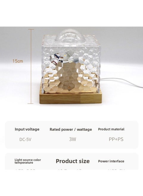 Net Red Ice Water Ripple Rotating Nightlight Atmosphere Table Lamp Flame Bluetooth Music Colorful Projection Lamp Factory-Power Supply:3W-Light Color:Solid Wood Bottom Aurora Borealis 16 Color