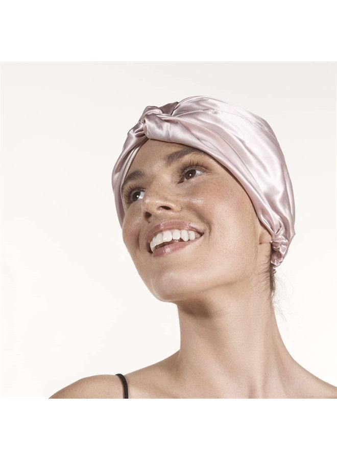 SLIP عمامة حرير سليب باللون الوردي، مقاس واحد (21 بوصة - 28 بوصة) - عمامة شعر مزدوجة الخطوط من حرير التوت الخالص 22 موم - غطاء رأس خفيف الوزن ومتعدد الأغراض وصديق للشعر + غطاء نوم لأنواع الشعر المجعد والكثيف - Image 4