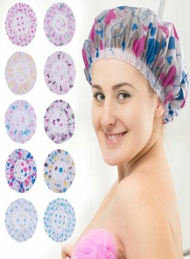 Tuch-much Tuch - Much Reusable Shower Cap for Women | Reusable for Spa, Salon, Homes, Hair Treatment, Parlor| (Multi Colored and Printed Pack of 20 Pcs.)| Waterproof Elastic Eva Free-size Bathroom Shower Caps - Image 2