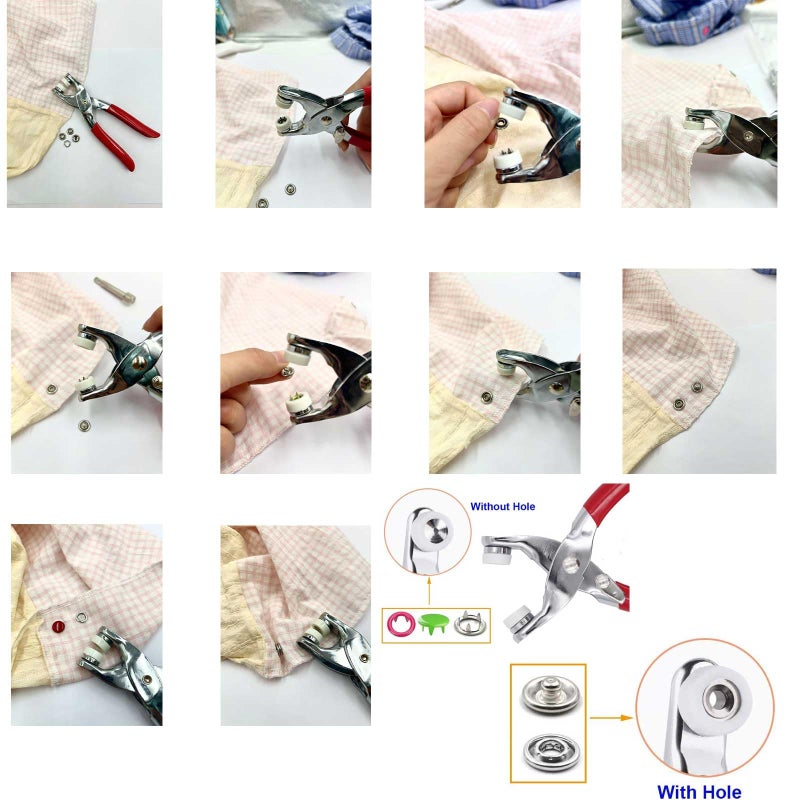 IMNTHO 100 Sets Metal Snaps Buttons with Fastener Pliers Press Tool Kit Perfect for DIY Crafts Clothes Hats and Sewing (100pcs) - Image 2