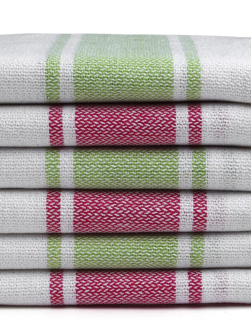 Arrabi Multi Stripes Handwoven Cotton Hand Towel (Set of 6) | ARHT-1014-1015-x6 - Image 2