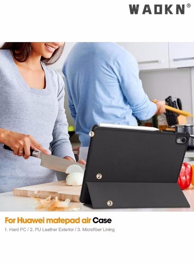 IAF For Huawei Matepad Air 11.5 inch Case, Tri-Fold Smart Tablet Case, Multi- Viewing Angles Stand Hard Shell Folio Case Cover with Auto Wake Sleep for Huawei Matepad Air 2023 Black - Image 5