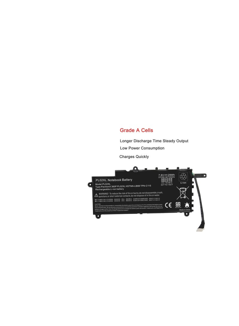 Terabyte 7.6V 3400mAh/29Wh PL02XL Laptop Battery Compatible for Hp Pavilion 11-n X360 Series 751875-001 PL02XL 751681-421 751681-231 HSTNN-LB6B HSTNN-DB6B TPN-C115 - Image 4