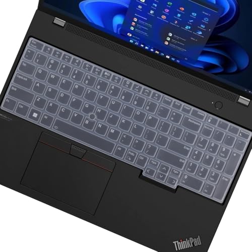 OJOS Keyboard Cover for Lenovo Thinkpad E15 Gen 4 3 2 1, L15 Gen 3 2 1, T15 Gen 2, P15S P52 P52S P72 P53 P73 P15v Gen 3 2 1, Thinkpad T590 E580 E590 E595 T570 T580 Keyboard Skin Protector - Clear - Image 1