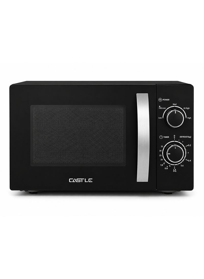 Castle Microwave Oven – 20L, 700W, 5 Power Levels, Timer, Black – MW7020 - Image 1