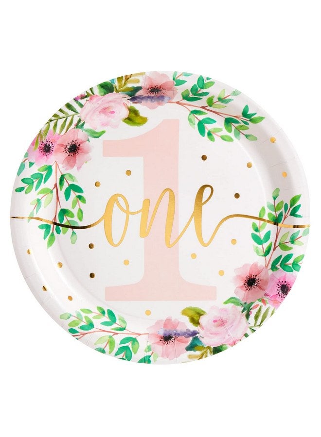 بلو باندا مجموعة ديكورات حفلات عيد الميلاد الأول للبنات من بلو باندا، مكونة من 145 قطعة، مجموعة عشاء Little Miss Onederful مزينة بالزهور مع مفرش طاولة (تكفي لـ 24 شخصًا) - Image 5