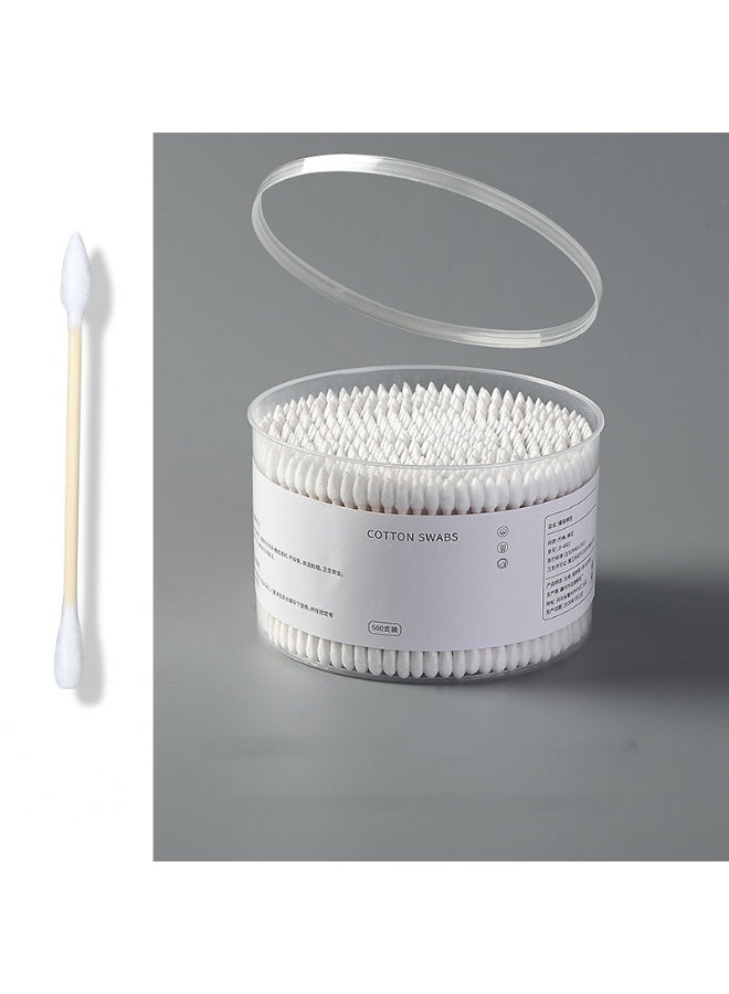 XIYU 500 قطعة من أعواد القطن المزدوجة الطرفين المستديرة والمدببة، عصي ورقية قابلة للتحلل، مضادة للحساسية، أدوات تنظيف العناية بالجمال والمكياج (بيضاء) - Image 1