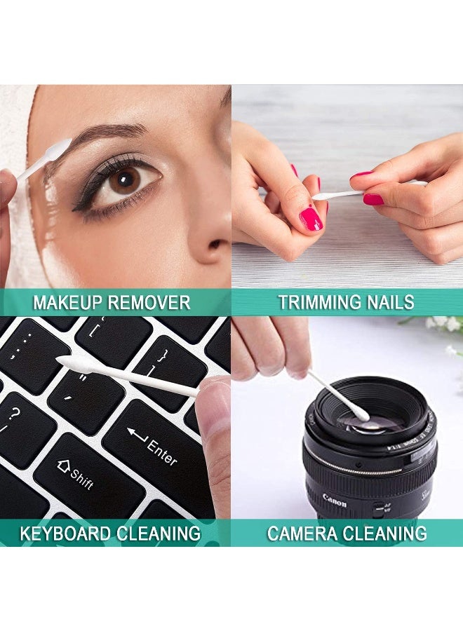 XIYU 500 قطعة من أعواد القطن المزدوجة الطرفين المستديرة والمدببة، عصي ورقية قابلة للتحلل، مضادة للحساسية، أدوات تنظيف العناية بالجمال والمكياج (بيضاء) - Image 4