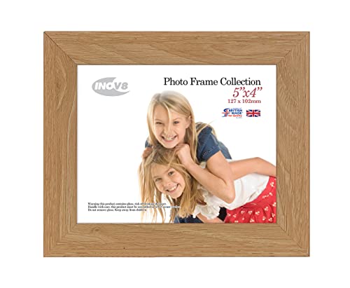 Inov8 Framing  Lime Oak 5x4 Inch 10x12cm British Made Photo Frame  Wood Effect with Glass Picture Frame