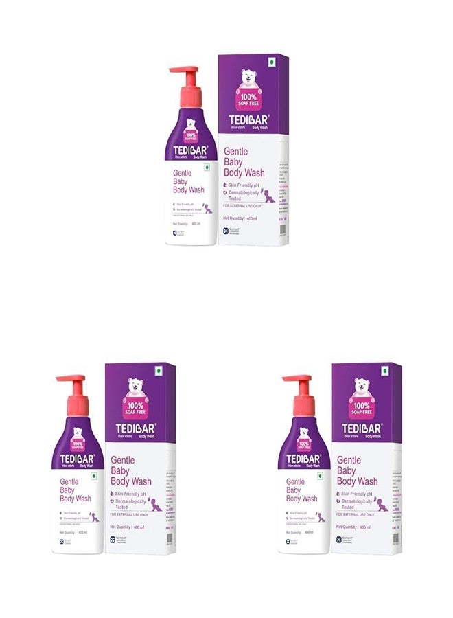 Tedibar Rich Moisturising Baby Body Wash 400ml with Skin Friendly PH | 100% Soap & Alkali Free | Prevents Dryness & Rahses | Dermatologically Test (Pack of 3) - Image 1