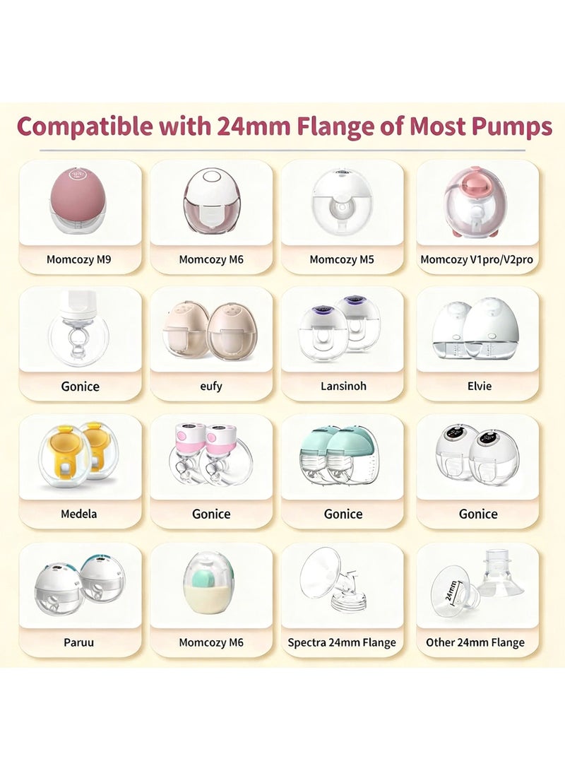 Gonice 5pcs Flange Inserts 13/15/17/19/21mm with Medela/Spectra/Willow/TSRETE/Momcozy S9/S12/S9Pro/S12Pro Breastpump 24mm Shields, Reduce 24mm Nipple Tunnel Down to Correct Size, Pump Parts Replace - Image 2