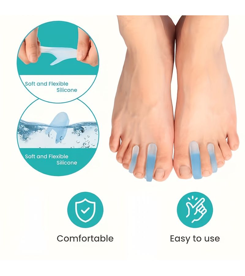 Gel Toe Separators 8 Pack Soft Silicone I Shape for Overlapping Toes Unisex Portable Day And Night - Image 4