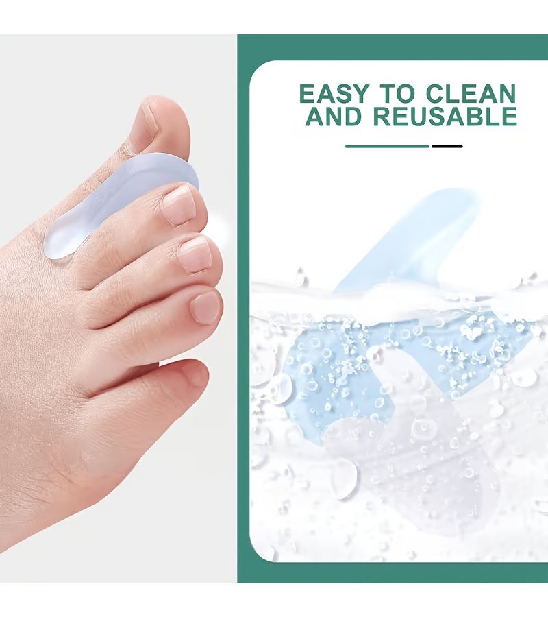 Gel Toe Separators 8 Pack Soft Silicone I Shape for Overlapping Toes Unisex Portable Day And Night - Image 1