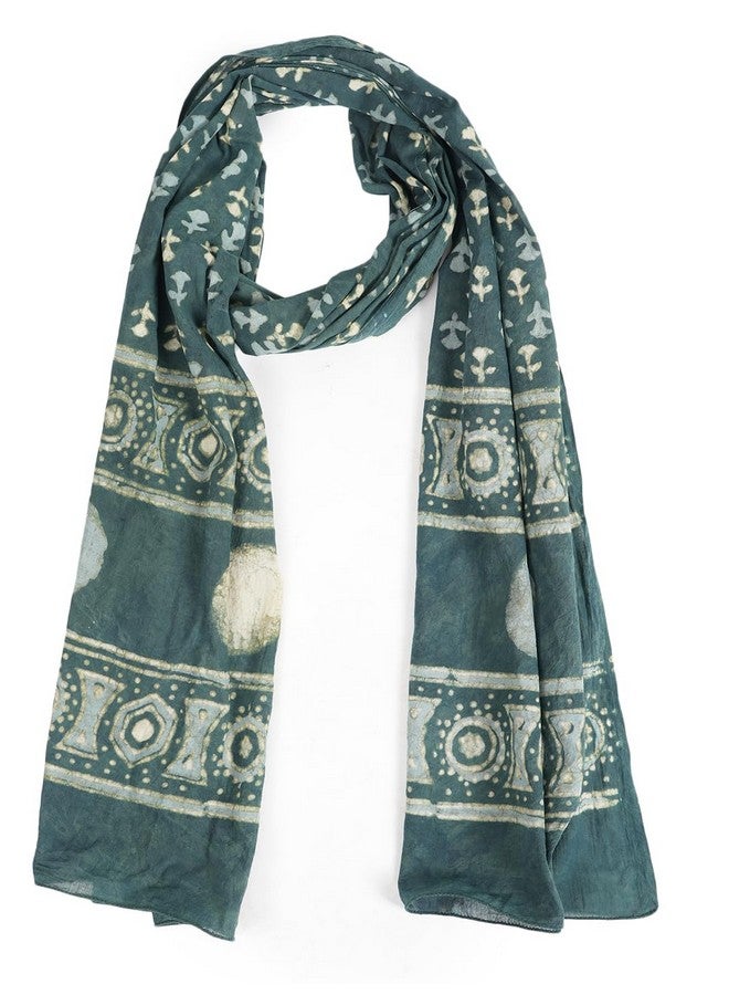 STYLE SHOES Female Stole/Scarf For Girl/Ladies Colour- Blue Soft Cotton Blend Ethnic Pattern Solid Scarves(ST-74BLUE1) - Image 1