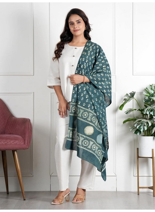 STYLE SHOES Female Stole/Scarf For Girl/Ladies Colour- Blue Soft Cotton Blend Ethnic Pattern Solid Scarves(ST-74BLUE1) - Image 5