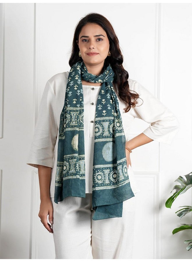 STYLE SHOES Female Stole/Scarf For Girl/Ladies Colour- Blue Soft Cotton Blend Ethnic Pattern Solid Scarves(ST-74BLUE1) - Image 3