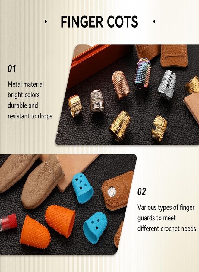 Mnuizu Sewing Thimble Set with Storage Box - includes Sewing Big Eye Needle, Finger Protector & Adjustable Finger Guard - Quality Metal Copper Thimble - Ideal Sewing Tools for DIY Projects - Image 3
