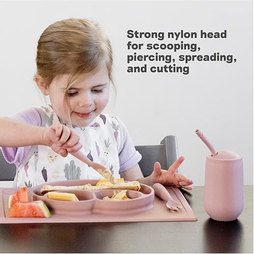 ezpz Happy Utensils (Sage) - 24 Months+ - BPA Free Toddler Utensils - Fork, Spoon and Knife for Toddlers and Preschoolers - Kids for Self-Feeding Development - Image 4