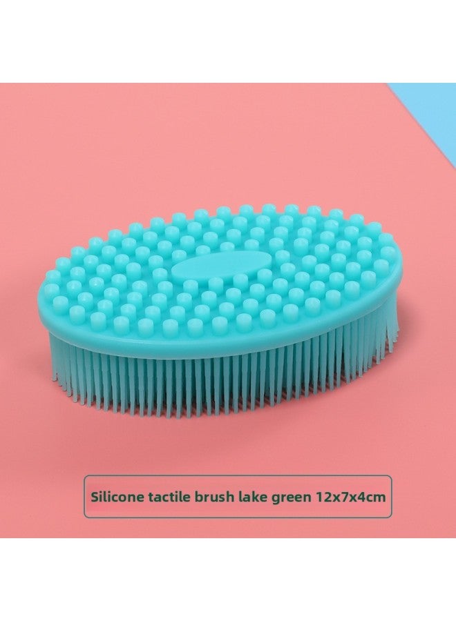 Tactile Brush Children's Sensory Training Equipment Toy Baby's Disordered Touch Touch Bath Tactile Ball Home Massage-Color:Silicone Tactile Brush Lake Green - Image 1