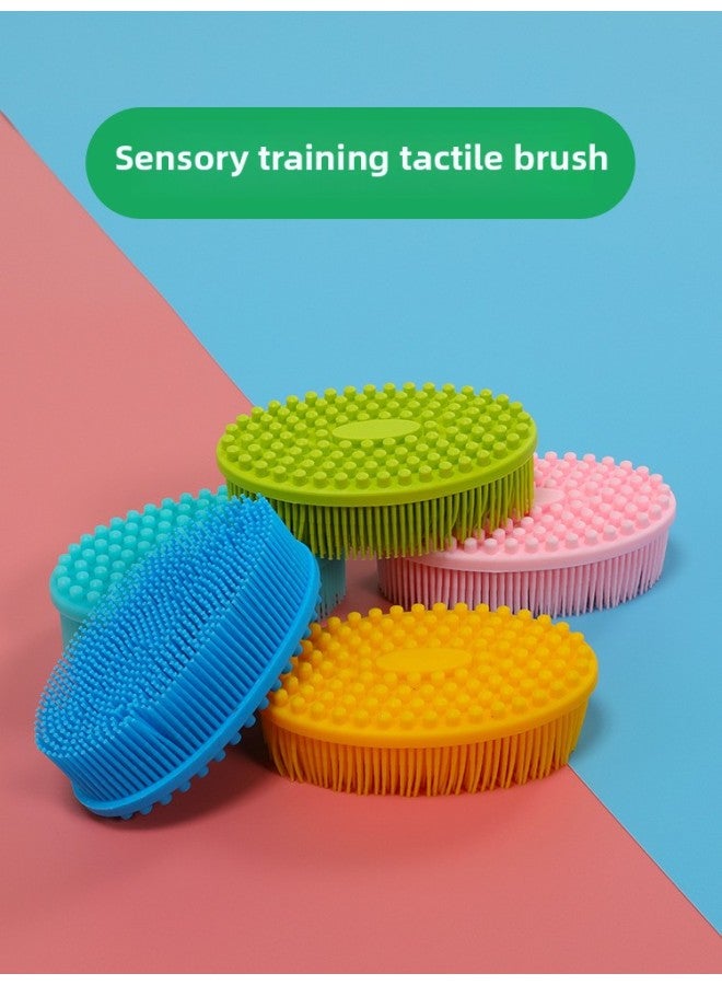 Tactile Brush Children's Sensory Training Equipment Toy Baby's Disordered Touch Touch Bath Tactile Ball Home Massage-Color:Silicone Tactile Brush Lake Green - Image 3