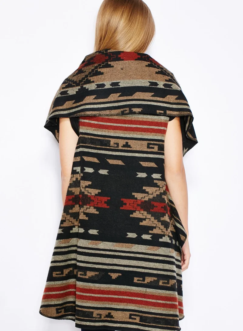 NEW LOOK Aztec Print Waterfall Gilet