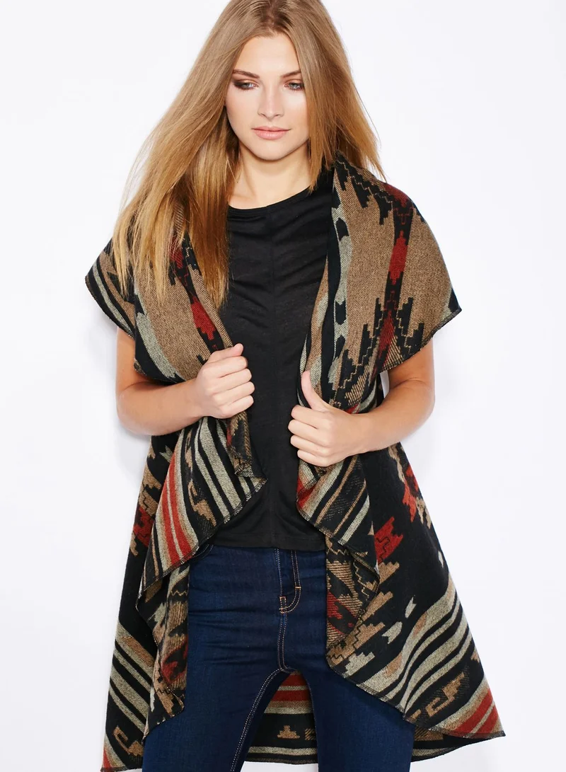 NEW LOOK Aztec Print Waterfall Gilet