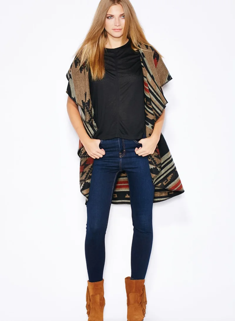 NEW LOOK Aztec Print Waterfall Gilet