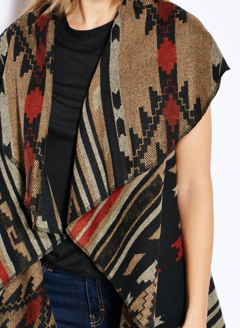 NEW LOOK Aztec Print Waterfall Gilet