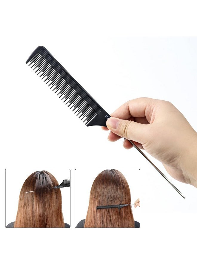 Tenalleys 2 Pack Rat Tail Comb Black Teasing Comb for Sectioning, Parting, Styling Hair (Stainless Steel Pintail)  - Image 4