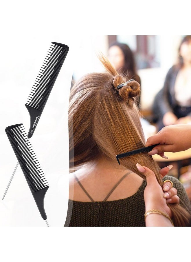 Tenalleys 2 Pack Rat Tail Comb Black Teasing Comb for Sectioning, Parting, Styling Hair (Stainless Steel Pintail)  - Image 5