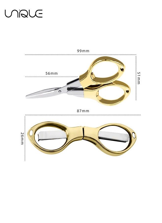 Unique 3PCS Folding Scissors, Portable Stainless Steel Travel Scissors, Glasses-Shaped Mini Shear with 3 Colors for Home Office Friends Families (Rose Gold, Gold, Silver)  - Image 2