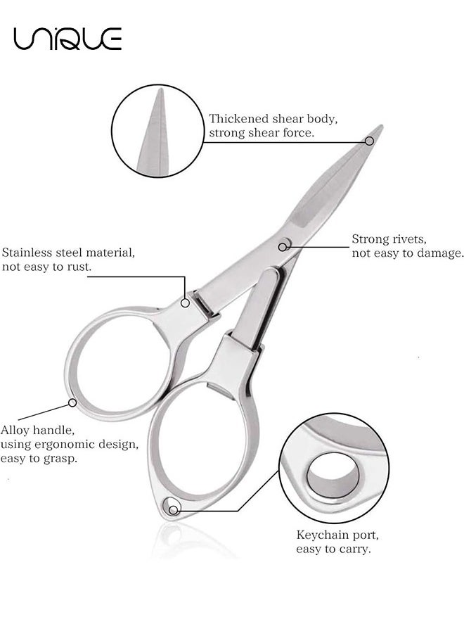 Unique 3PCS Folding Scissors, Portable Stainless Steel Travel Scissors, Glasses-Shaped Mini Shear with 3 Colors for Home Office Friends Families (Rose Gold, Gold, Silver)  - Image 3