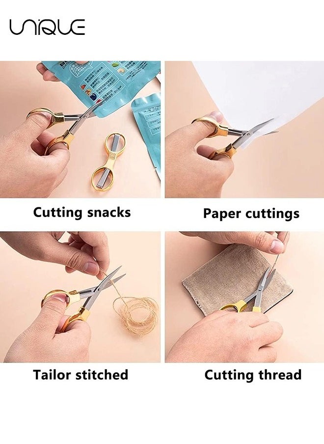 Unique 3PCS Folding Scissors, Portable Stainless Steel Travel Scissors, Glasses-Shaped Mini Shear with 3 Colors for Home Office Friends Families (Rose Gold, Gold, Silver)  - Image 4