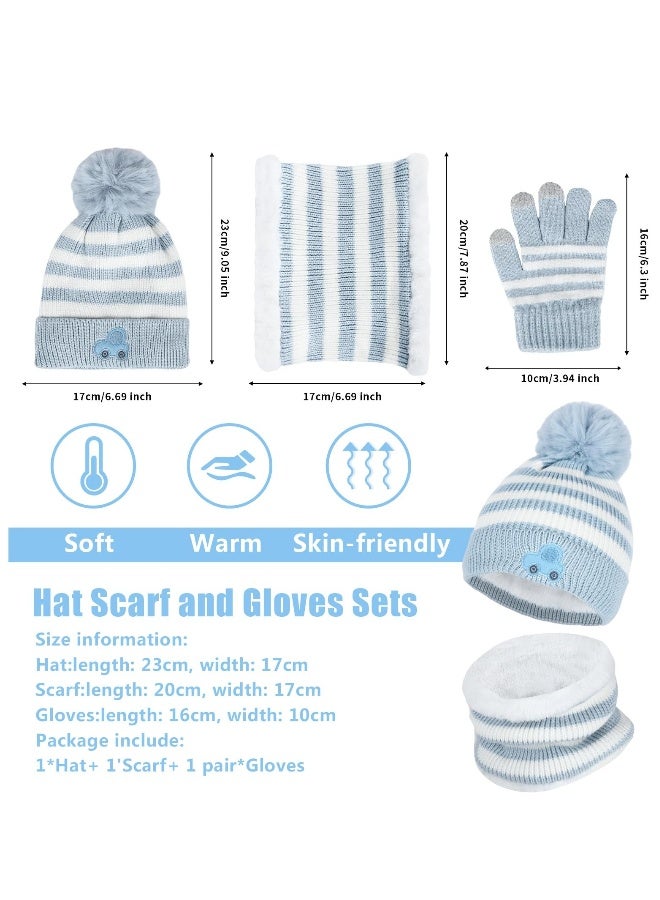 4 Pcs Kids Winter Beanie Hat Scarf Gloves Set - Thick Fluffy Warm Accessories for 2-8 Years Old Boys and Girls - Toddler Cold Weather Gear - Image 3