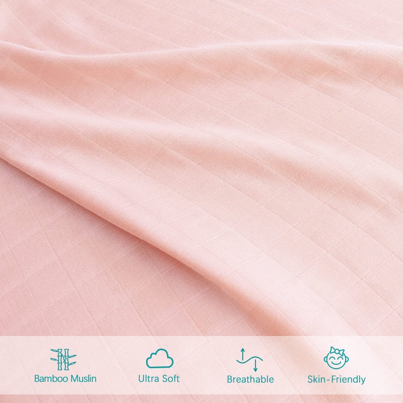 Biloban Muslin Crib Sheets for Boys and Girls 2 Pack, Ultra Soft Muslin Fitted Baby Crib Sheet for Standard Crib Mattress & Toddler Bed Mattress, Grey and Pink - Image 4