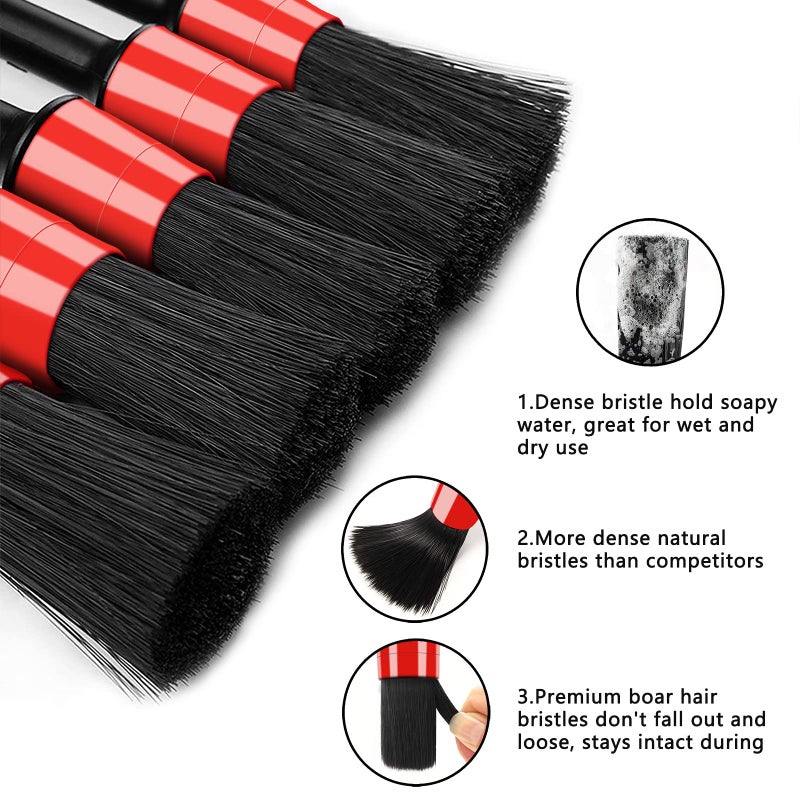 HMPLL 10pcs Auto Car Detailing Brush Set Car Interior Cleaning Kit Includes 5 Boar Hair Detail Brush,3 Wire Brush, 2 Air Vent Brush for Cleaning Car Interior Exterior, Dashboard Engines Leather Wheel - Image 2