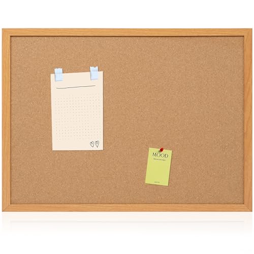 لوحة إعلانات كورك من Board2by 20 × 30 إطار خشبي للزينة الجدارية لوحة رسائل مكتبية كبيرة مثبتة على الحائط مع 15 دبوس دفع للمدرسة والمنزل والمكتب