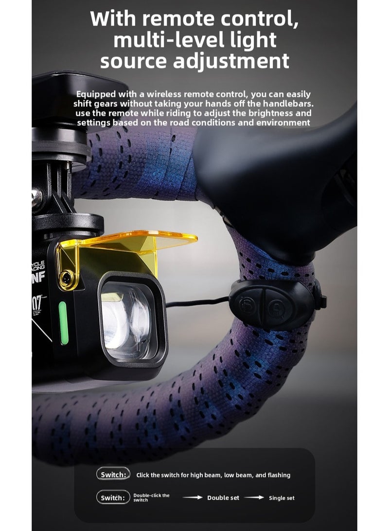 ESLNF Aluminum Alloy Bicycle Light with Wireless Remote Control, 1200 Lumens LED Bike Light, 4000mAh Rechargeable Battery, Type-C Charging - Image 5
