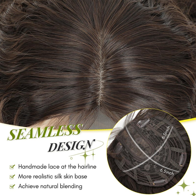 UDU Natural Curly Hair Topper for Women-20inch Lightweight & Breathable Topper Hair Pieces for Thinning Hair, Heat Resistant Fiber Wiglet with Lace Edge to Blending well, Perfect for Daily Use & Styling - Image 3