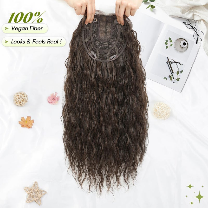 UDU Natural Curly Hair Topper for Women-20inch Lightweight & Breathable Topper Hair Pieces for Thinning Hair, Heat Resistant Fiber Wiglet with Lace Edge to Blending well, Perfect for Daily Use & Styling - Image 5