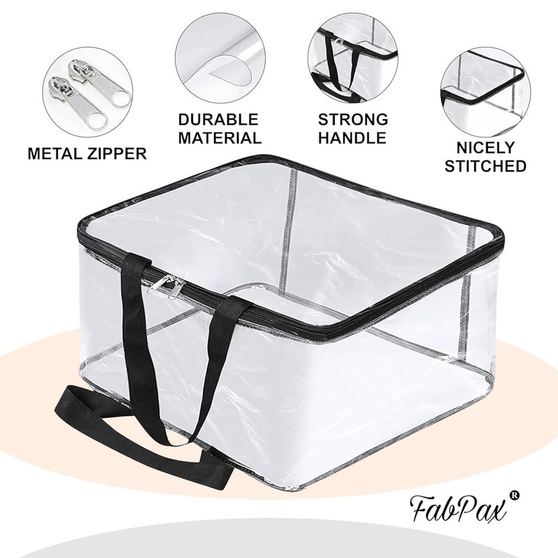 FabPax Pack of 4 Clear Storage Bag for Clothes Sarees Bedsheets Toys Documents Transparent Wardrobe Organizer Multipurpose Storage Bag with Handle Zipper 40x32x20 cm - Image 4