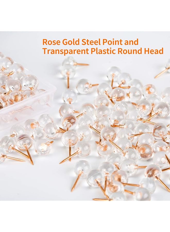 إيروريكس 100 قطعة من دبابيس الضغط على شكل خريطة ذهبية وردية كبيرة الحجم ذات رأس فولاذي ذهبي وردي ورأس دائري شفاف من البلاستيك للوحة الإعلانات والنسيج والحرف اليدوية وتنظيم المكتب - Image 4