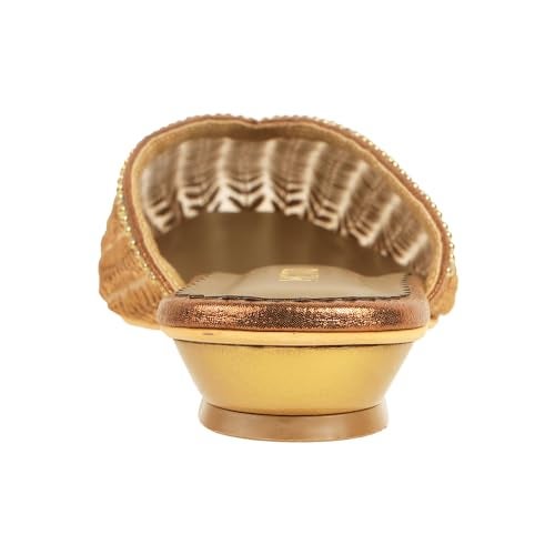 Metro Women Antique Gold Classic Comfortable Embellished Mules UK/5 EU/38 (35-1432) - Image 5