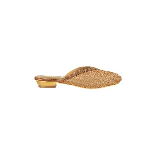 Metro Women Antique Gold Classic Comfortable Embellished Mules UK/5 EU/38 (35-1432) - Image 4